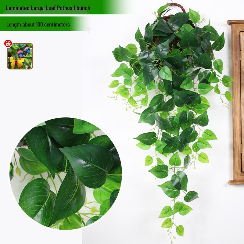 Artificial Pothos & Spider Plant Rattan Vine Wall Hanging for Indoor/Outdoor Decor