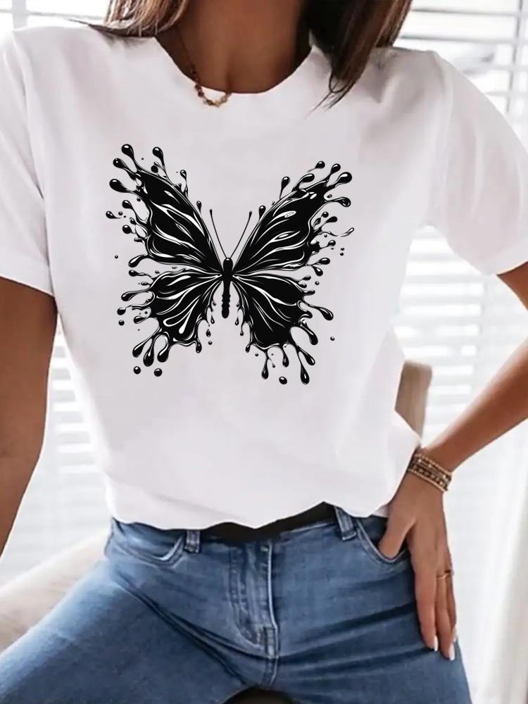 (Asian Size) Tee Top Clothing T Shirt Women star trend cute Fashion Woman Print Female Short Sleeve Graphic T-shirts