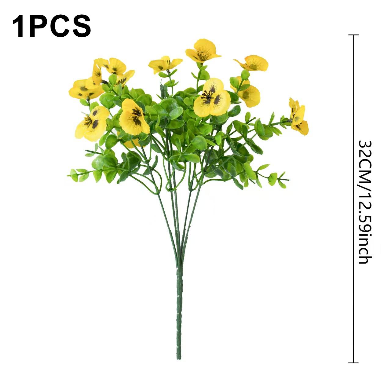 

Artificial Flower Silk Pansy Outdoor Yard Wedding Bride Bouquet Home Room Vase Decoration Garland Diy Photography Gift Accessory 1 PC жовтий