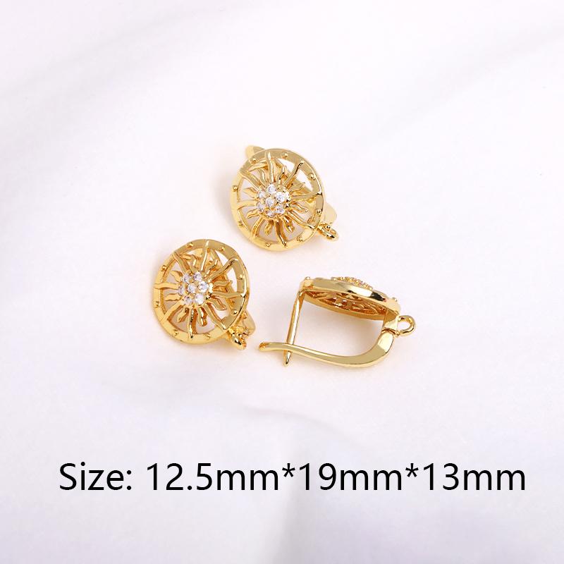 Earring Making Supplies 18K Gold Plated Inlaid Zircon Earring Hooks With Open Jump Ring,DIY Jewelry Accessories Wholesale
