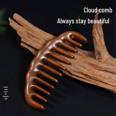 Unpainted Golden Sandalwood Multi-Tooth Scalp Massage Comb - Portable and Fine-Tooth Meridian Smoothing Comb