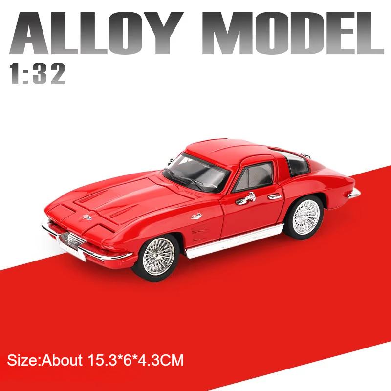 Scale 1:32 C2 Camaro Car Model Toy Metal Body Rubber Tires Sound Light Pull Back Simulation Models Toys for Kids' Edutainment