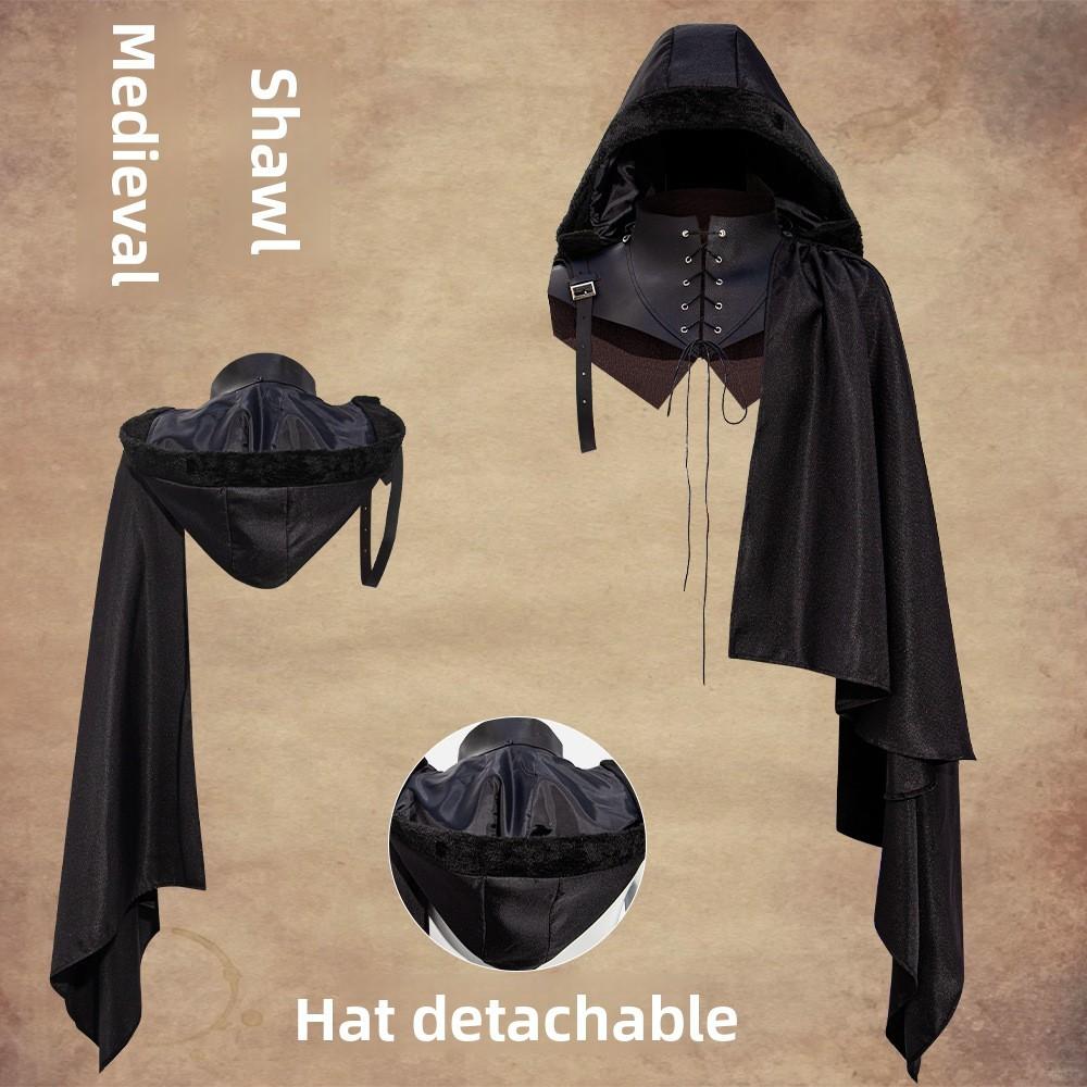 Capa Cos de Estilo Medieval com Capuz para Fantasias de Halloween e Apresentações de Crianças