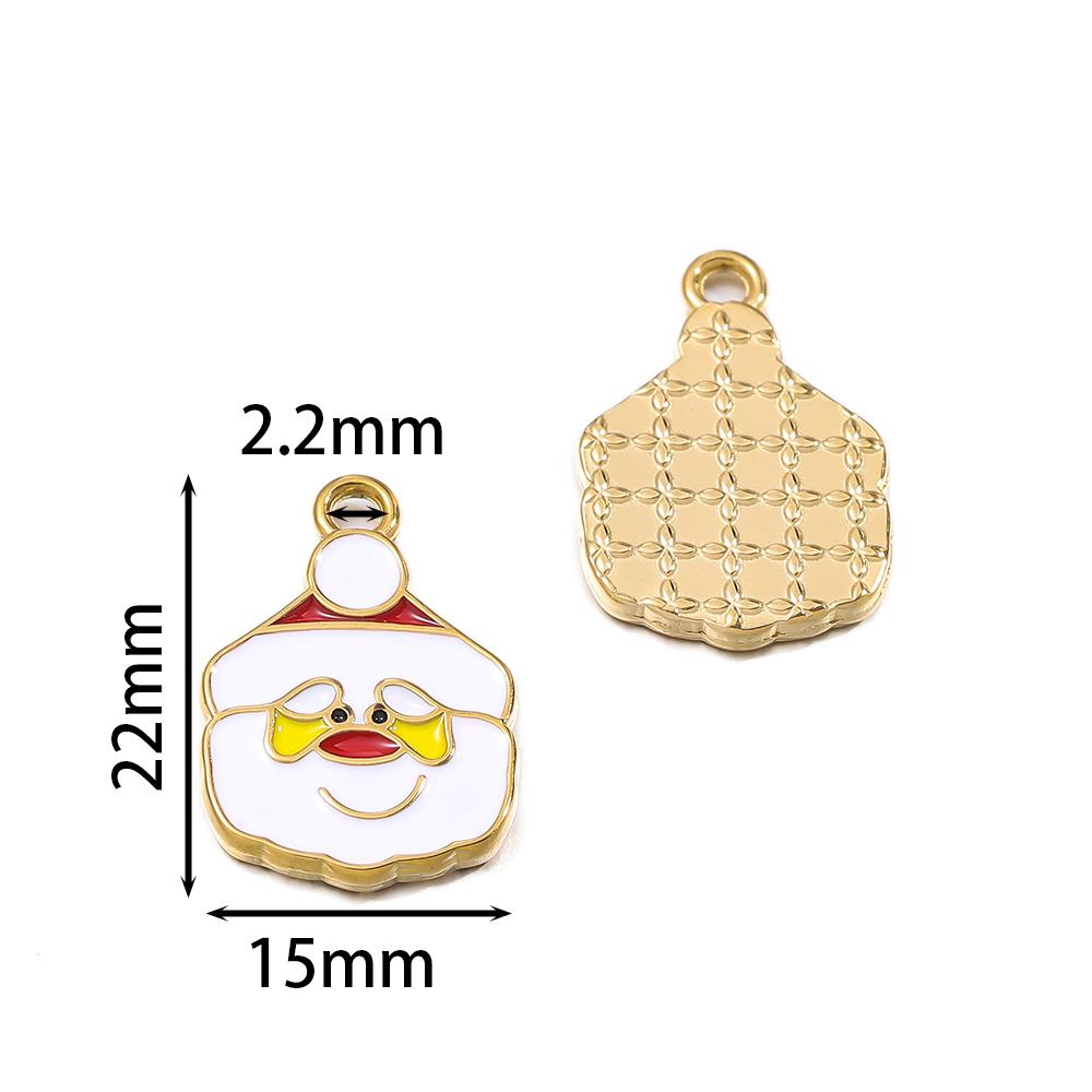 1pcs Stainless Steel Christmas Charms Gold Color Santa Claus Christmas Tree Enamel Pendants For DIY Earrings Necklaces Making