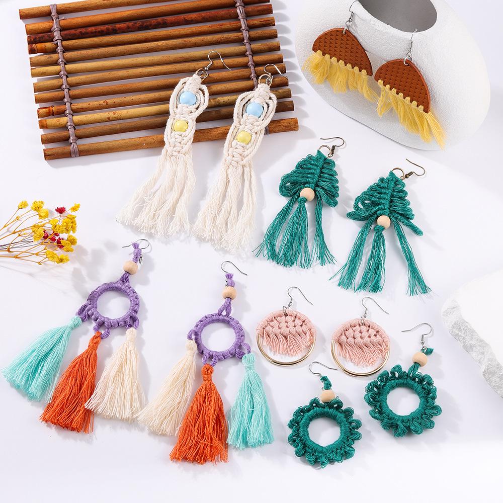 European & American High-End Handmade Tassel Christmas Dangle Earrings - Vintage Ethnic Style