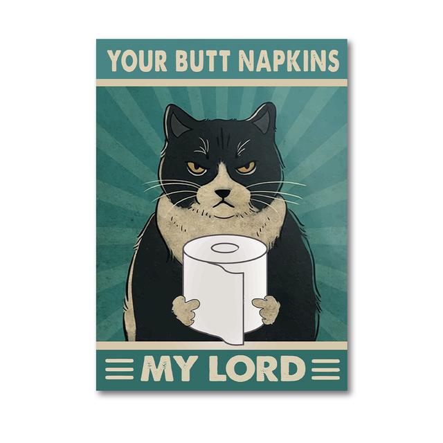 Poster Pisica Neagră Retro Interesant Decorare de perete pentru baie Servetul tau Nud Pictură Decorarea toaletei