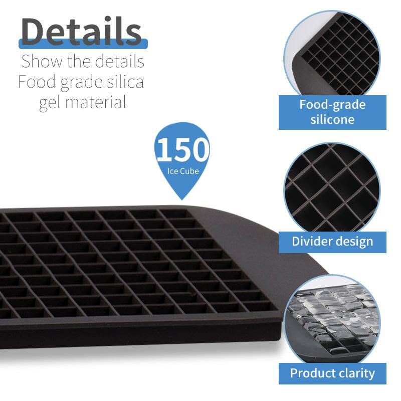 160 Grid Silicone Ice Tray Mold Ice Cube Mold Ice Mold Ice Grid Tray Mini Ice Cubes Small Square Mold Ice Maker Mold