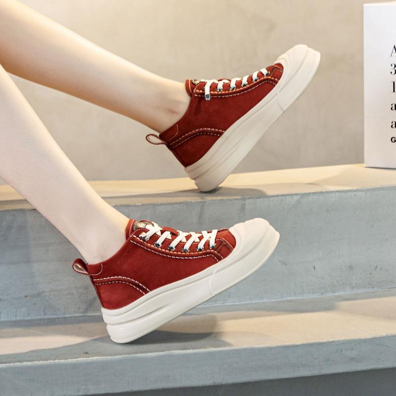 New High-top Women's Lace-up Casual Shoes Thick-soled Height-increasing Board Shoes
