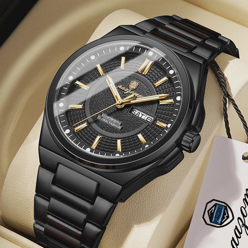 Fashion Classic Man Watch Waterproof Luminous Date Week Luxury Men Watch Stainless Steel Quartz Business Men's Watches