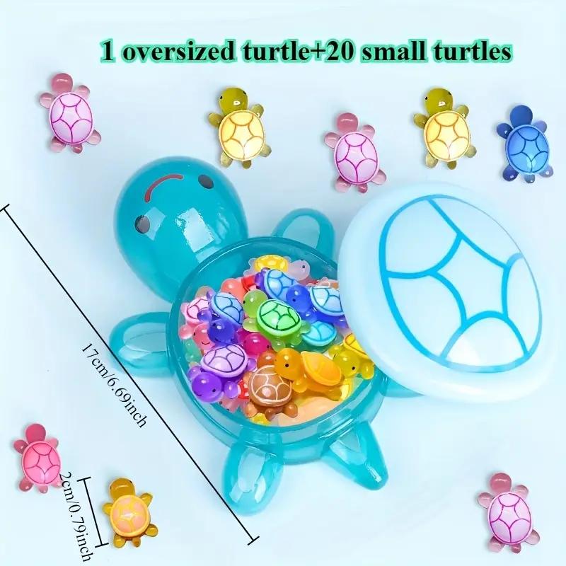 1+ 20 piezas tortuga de resina que brilla en la oscuridad Tortuga grande puede abrir tapa decoración bonsái estatua de casa adorno brilla por la noche