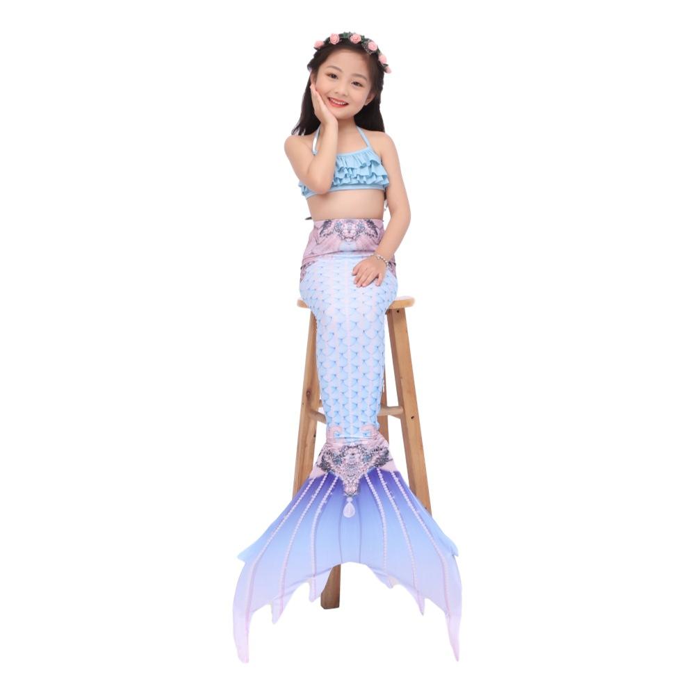 Costume da bagno da sirena per bambini, top a fascia da sirena, coda di pesce, vestito da principessa per bambine