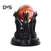 Faux Crystal Ball Display Stand Black Cat Animal Hand Holder Resin Statue Sculpture Home Office Bookshelf Desktop Decoration Ornament