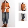 Cotton Linen Shirt Literary and Retro Style Women's Loose Round Neck Shirt Casual Thin Coat Close-up Sleeve Top Spring and Autumn