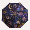 Celestial Stars Moon Round Tablecloth Space ThemeDecorative CoverUmbrella, Portable 3-Fold Compact Umbrella for Men & Women Gift