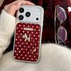 Premium Sense Red Polka Dot Three-dimensional Small Golden Horse Hand Strap, Suitable for Apple 17promax Mobile Phone Case Iphone16 New 15pro Women's