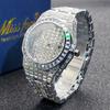Hip Hop Jewelry Trending Massive Full Iced Out Bling Gold Tone Case Crystal Dial Waterproof Quartz Wristwatch