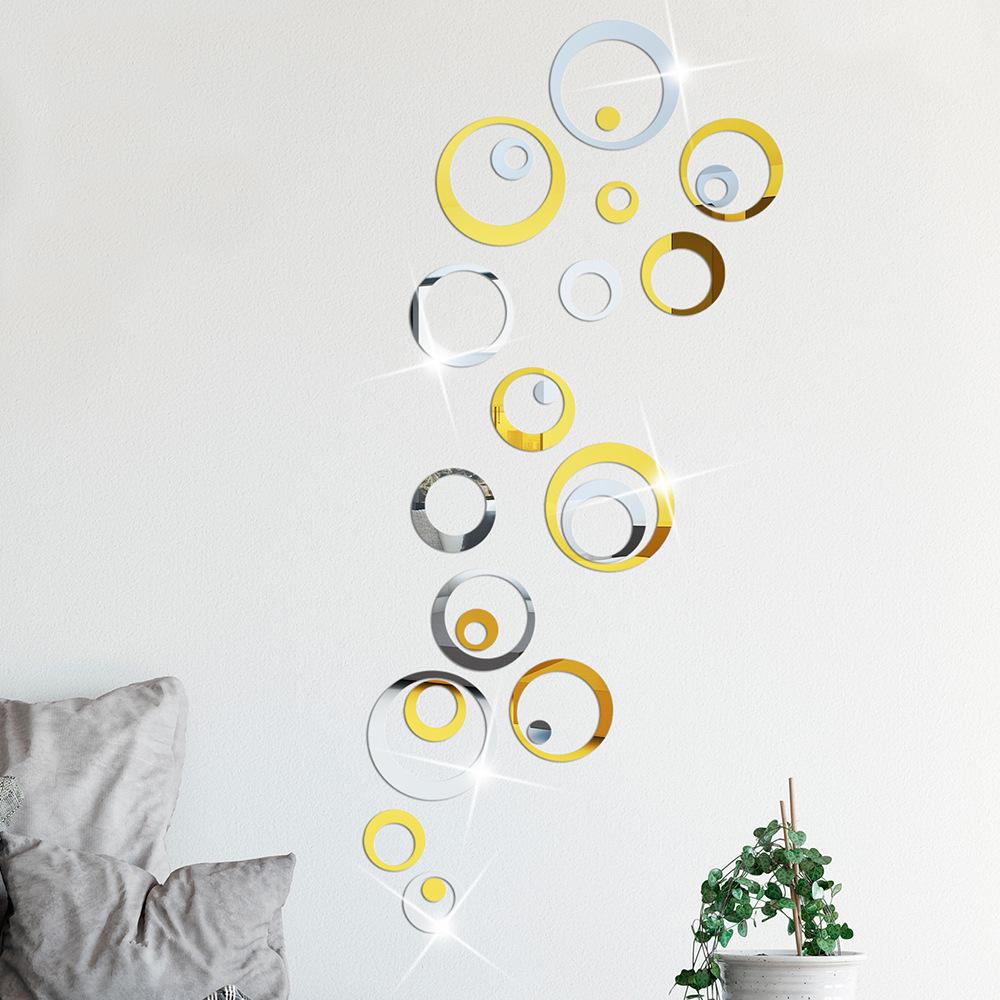 Set of 24 Round Acrylic Mirror Wall Stickers for Living Room or Bedroom Decoration