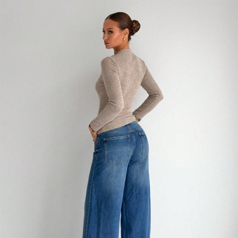 Women's New Long-sleeved Bottoming Shirt Slim Knitted Top T-shirt Pullover