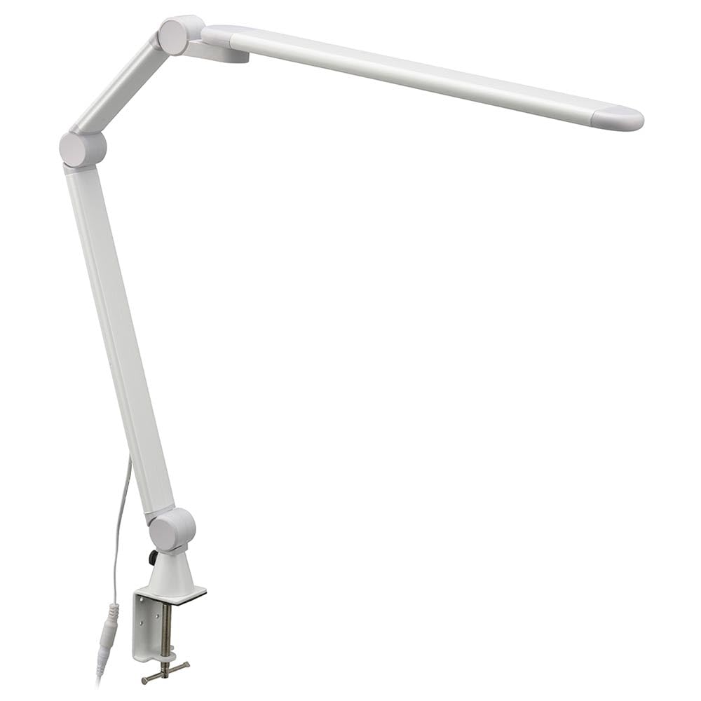 OHM Electric LED Desk Light, Clamp Light, 850 Lumens, Daylight White, AA Equivalent, Ra93, 3-Level Dimming, White, LTC-LS30N-W, 06-3844