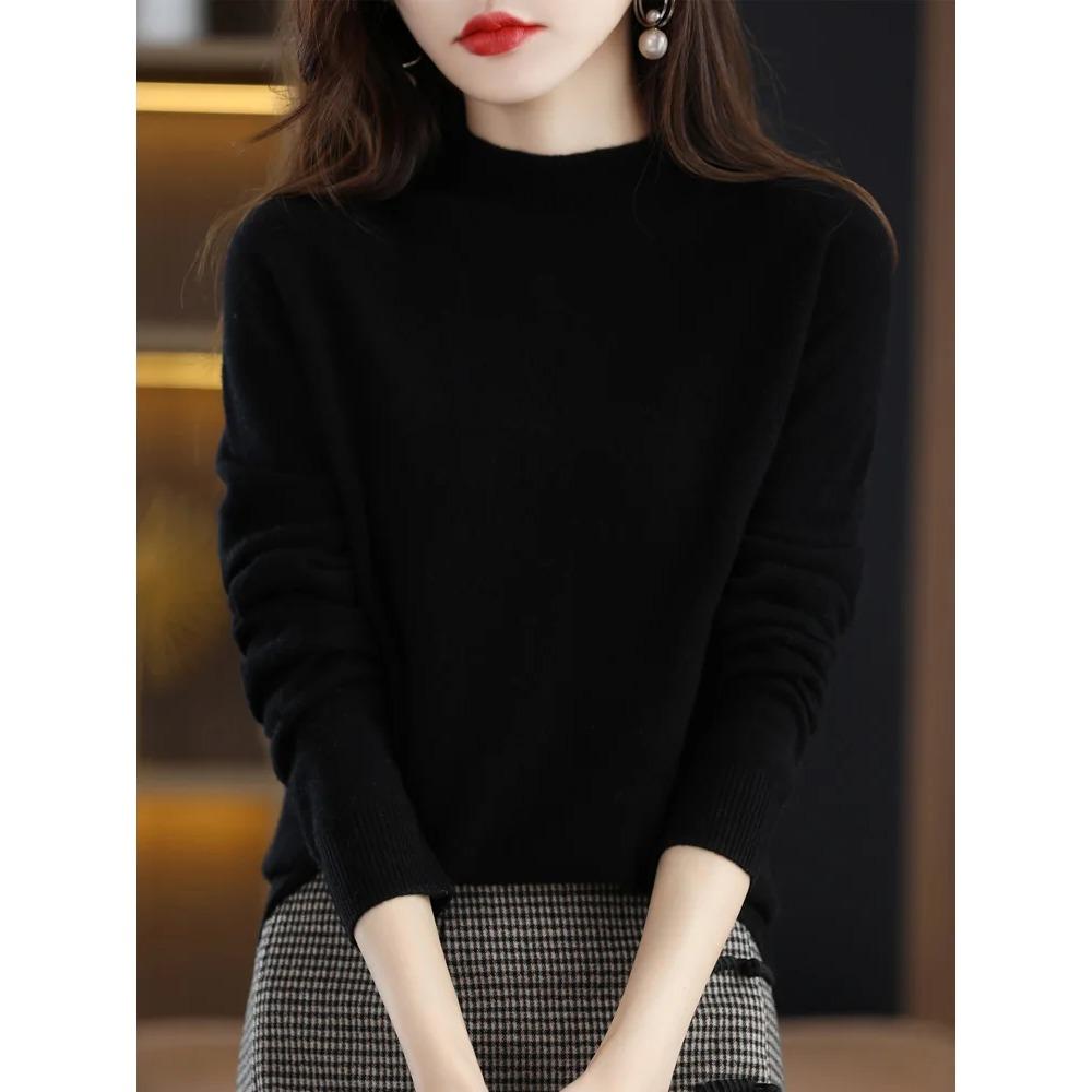Maglione in lana merino e cashmere Maglione lavorato a maglia da donna Dolcevita Pullover a maniche lunghe Abbigliamento autunno inverno Maglioni caldi