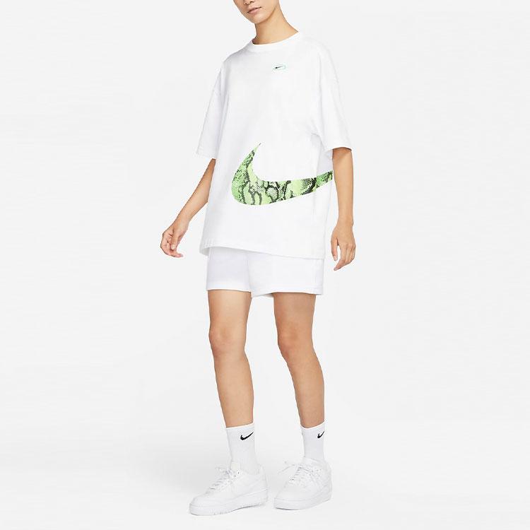 Nike Logo Print Crew Neck Short Sleeve T-Shirt Women Tops White DV3320-100