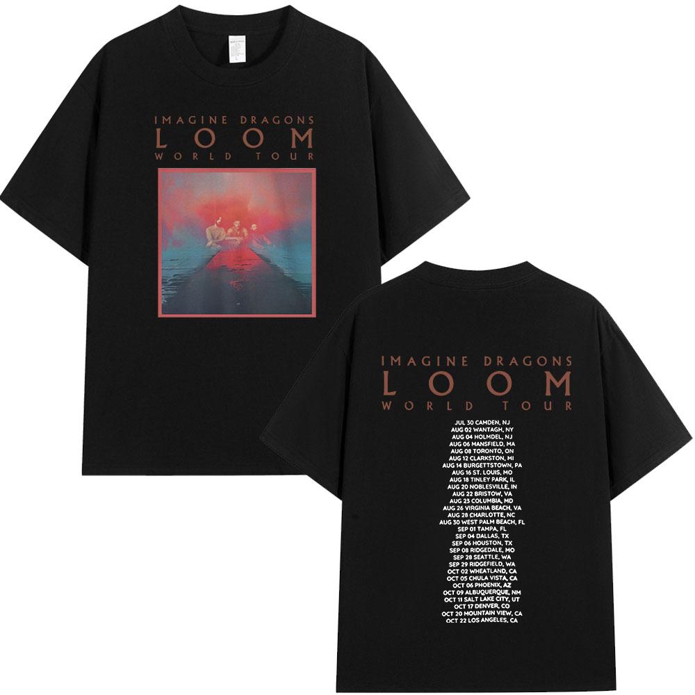 Summer Adult Imagine Dragons Loom World Tour Rock Band Tshirt Cartoon Dragon High Quality 100 Cotton Mens Women Shortsleeved