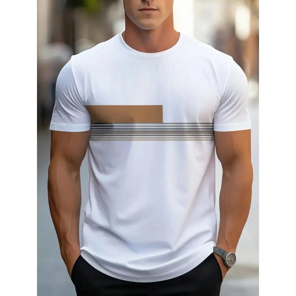 Sommer Herren Freizeit Sport locker übergroß einfach Buchstabenmuster bedruckt Rundhals Kurzarm T-Shirt Top
