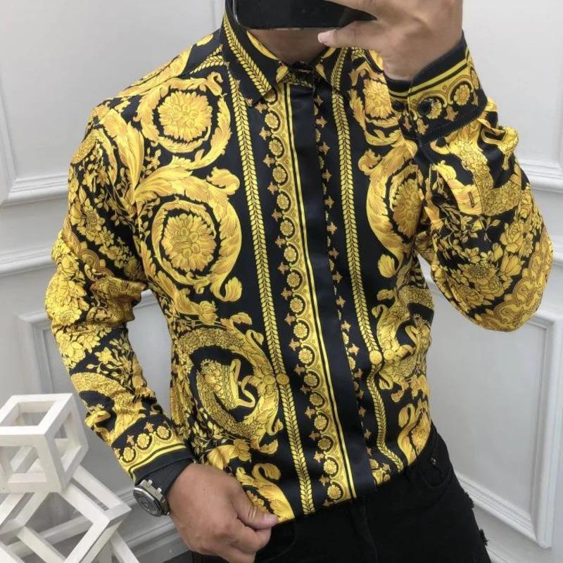 Kostenlose Rücksendungen Sommer Herren Hemden mit Knöpfen Königliche Herren Oberteile Lässig Slim Fit Weich Glatt Mode S-6XL Luxus Partyhemden S black