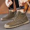 Large Size Martin Boots Men's 2025 Winter New Velvet Warm Medium Top Cotton Boots Soft Sole Casual High Top Men's Shoes