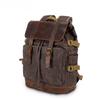 Backpack Male Student Backpack Retro Travel Bag Waterproof Canvas with Top Layer Leather Computer Travel Bag