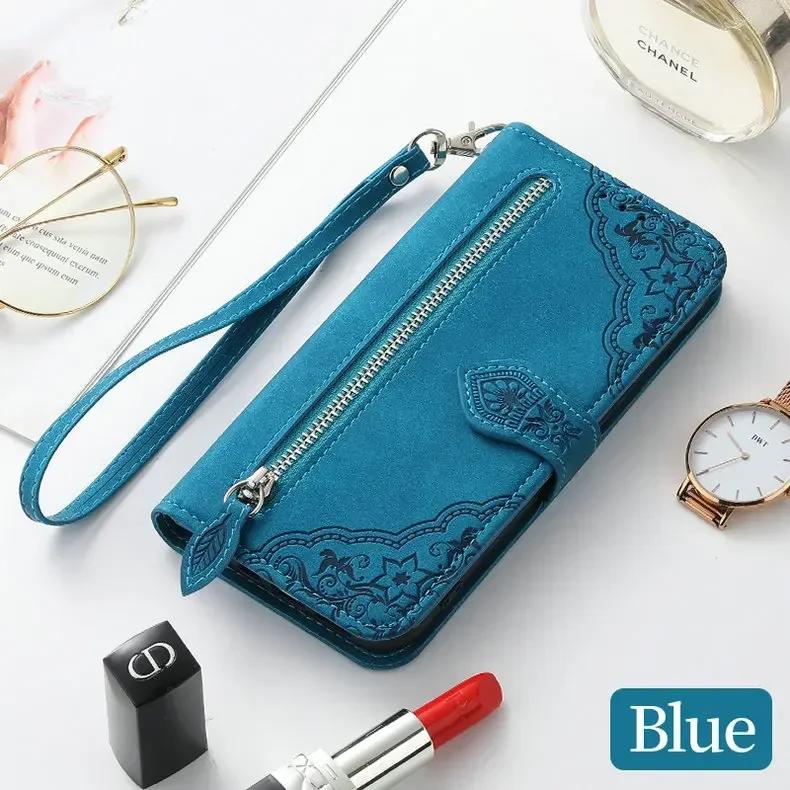 Reißverschluss Leder Geldbörse Capa für Motorola G87 G77 G85 G75 G55 G67 G35 G15 Power G05 Luxus Hülle Karten Funda Moto G86 G56 G57 67 5G