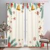 2pcs,2D Plane Printing Window Curtain Christmas Bells Stars Holly Versatile Polyester (without Rod) Decorations For Home Use for