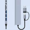 Aluminum 8 In 1 USB C Adapter Hub with 4 USB Port Splitter Adapter Small Card Reader and 3.5 Auditory Port Efficient