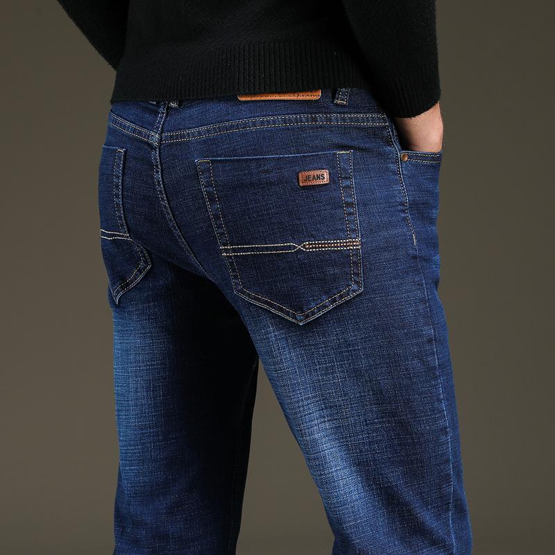 Men's Straight-Leg Slim-Fit Jeans Youthful and Trendy Mid-Rise Fashionable Men's Long Trousers