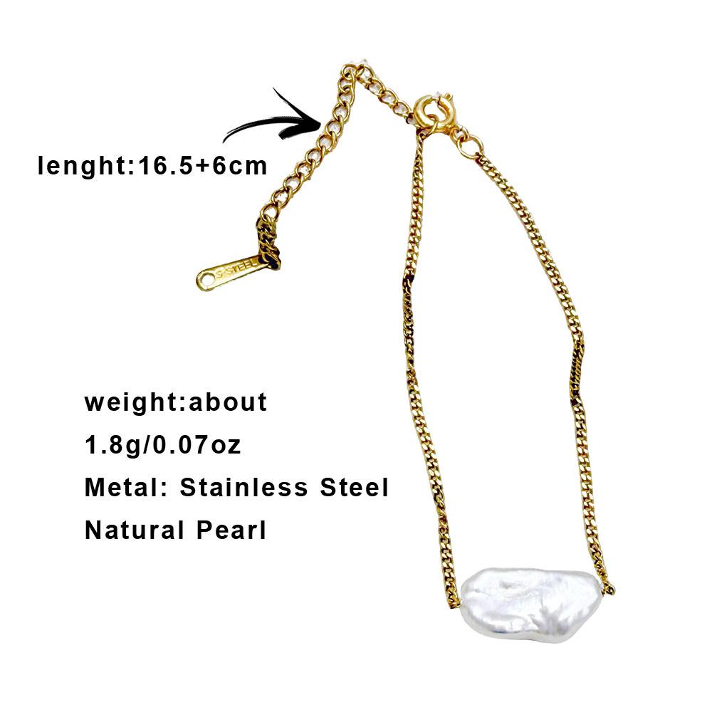 Muses Jewels Big Discount Natural Pearl Jewelry Beads Pendant Bracelet Gold-plated Stainless Steel String Niche Design Perlen