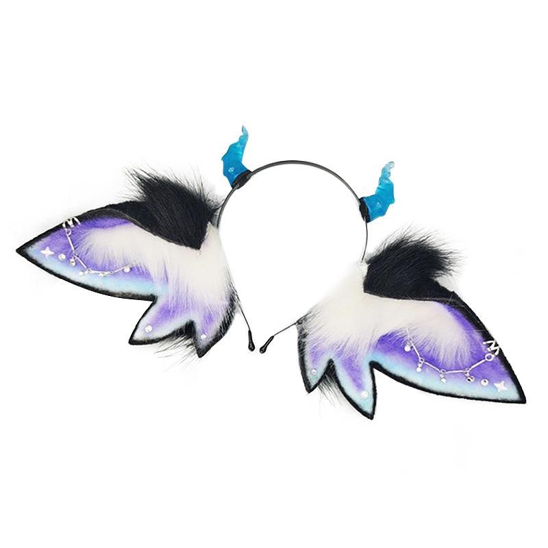 Halloween Demon Elf Beast Ear Headdress Exaggerated Beast Ear Plush Hair Accessories Butterfly Fantasy Creature Beast Ear Headband