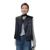 2025 Spring/Summer PU Leather Vest with Lace Hem - Sleeveless Design