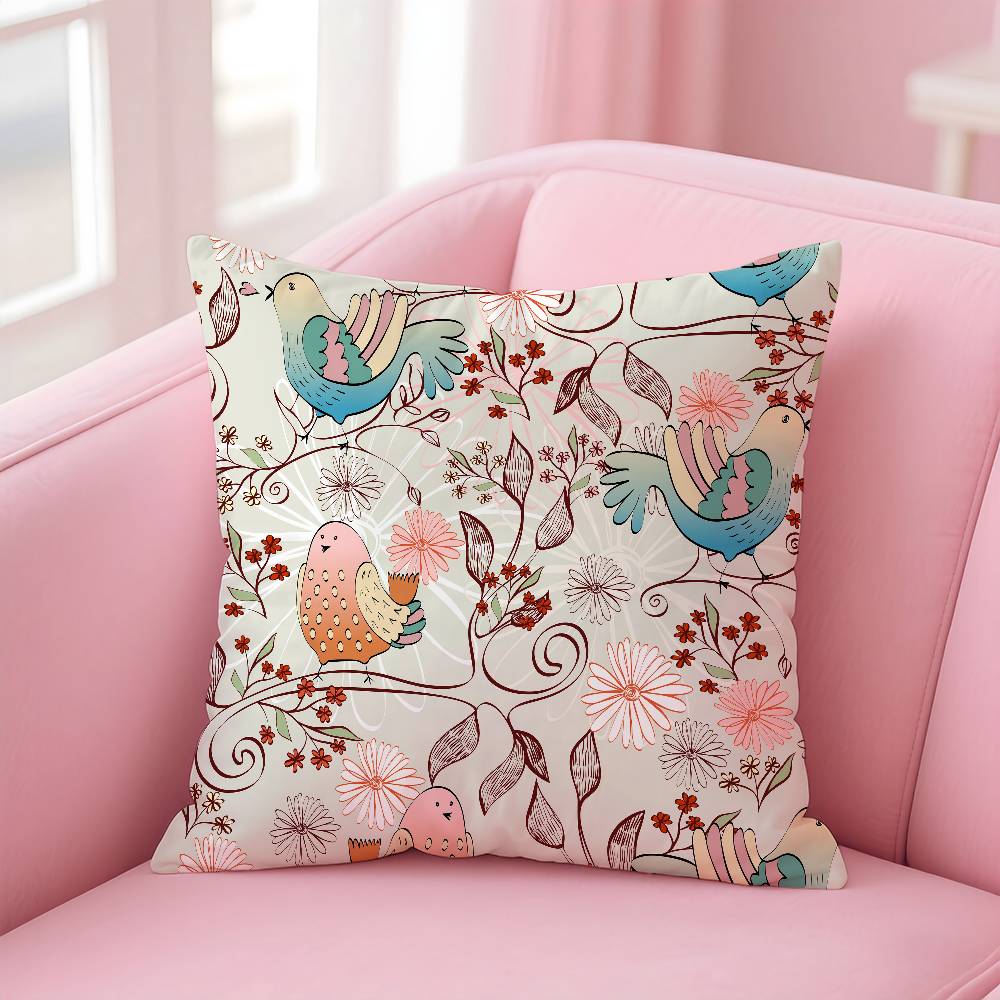 Vögel Schmetterlinge Blumen Kissenbezug Musterdruck Kissenbezug Wohnzimmer Sofa Kissenbezug Schlafzimmer Raumdekor
