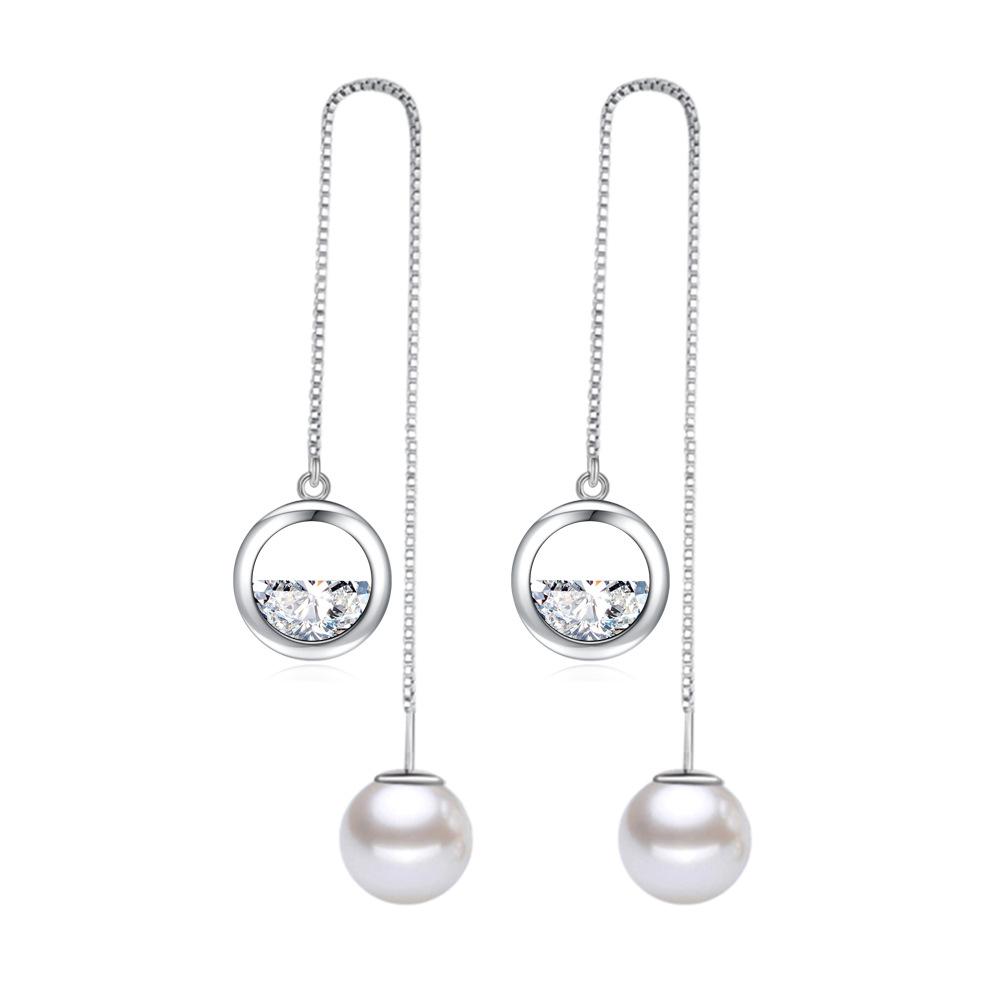 Half Round Ear Jewelry Sweet Imitation Pearl Pastoral Small Fresh Fringed Medium and Long Spring Earrings
