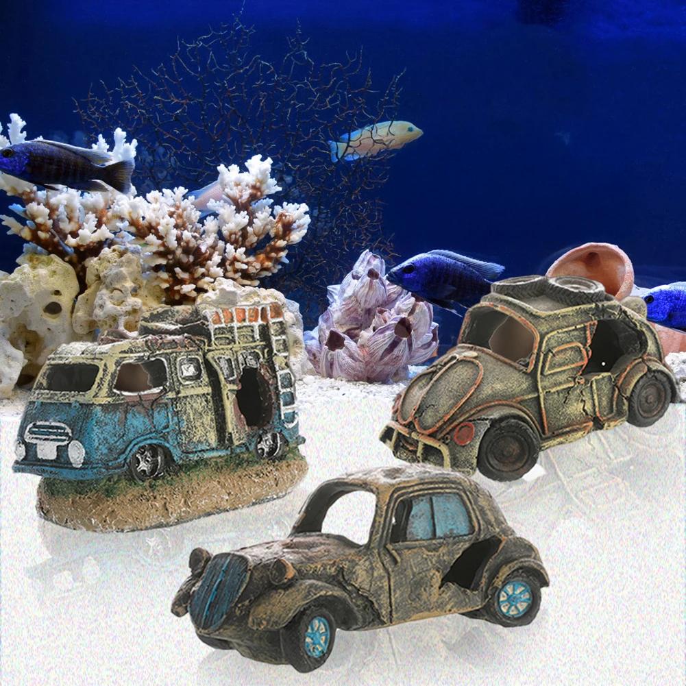 Submarine Decor Artificial Aquarium Decoration Old Car Ornament Resin Landscaping House Fish Accessories Aquarium Stuff