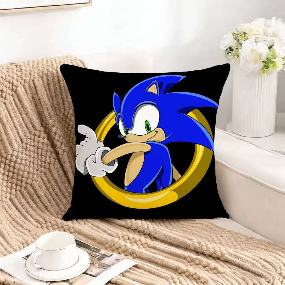Cool SSonics HHedgehog Pillow Case Square DoubleSided Sofa Cushion Cover Bedroom Bedside Pillow