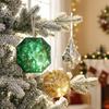 Plastic Christmas Tree Hanging Ornaments With Glitter Gem Accents In Square And Round Shapes For Festive Seasonal Decoration Use