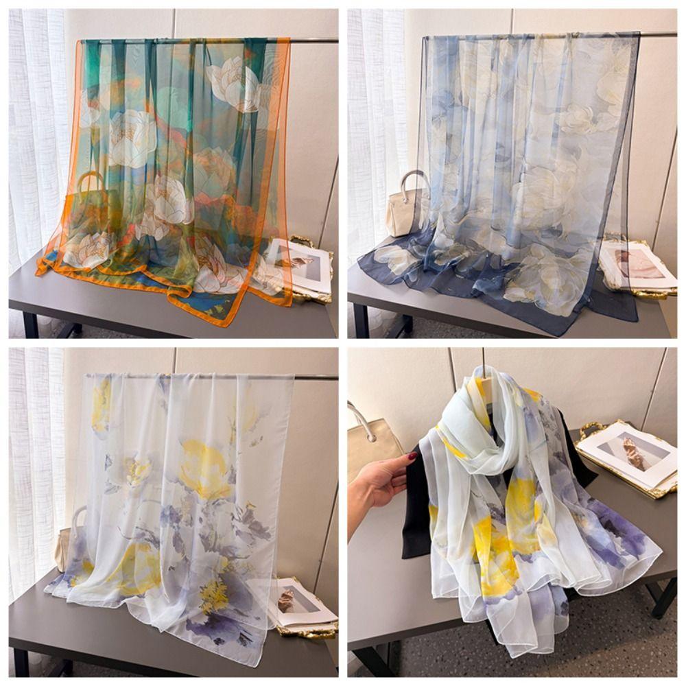 Polyester Tourism Long Shawl 185*120cm Neckerchief Luxury Bandanas  Female Accessories