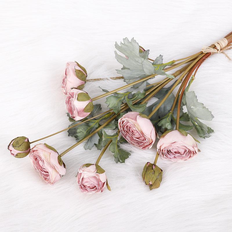 Simulation Retro Dew Lotus Bouquet Burnt Edge Decoration Artificial Flower Indoor Living Room Autumn Dew Lotus Simulation Flower