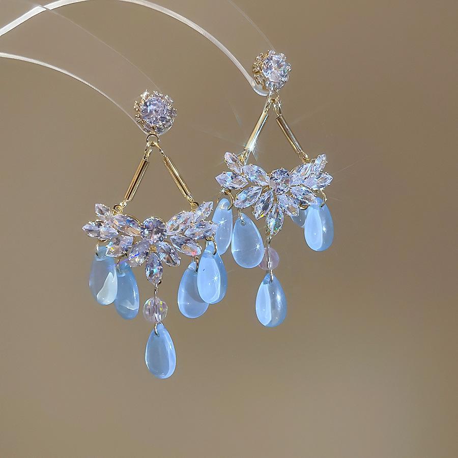 

Ретро серьги «Серебряная игла» с инкрустацией бриллиантами, кристаллами и жемчугом - Роскошные длинные серьги в европейском и американском стиле для женщин