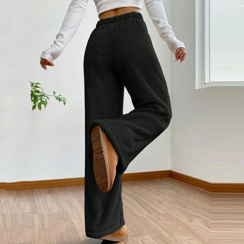 Pantaloni Casual in Peluche Colorati alla Moda da Donna Pantaloni Termici Larghi in Peluche