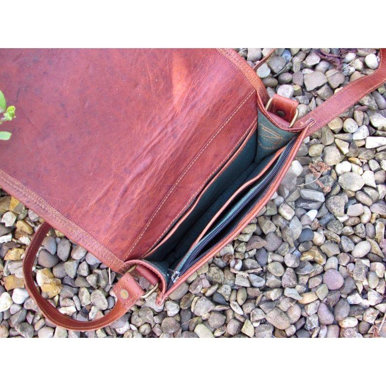 Taška pro tátu, obyčejná přední kožená brašna, 7”x9” crossbody hnědá kožená pánská taška, kožená taška přes rameno pro něj, unisex obyčejná přední taška
