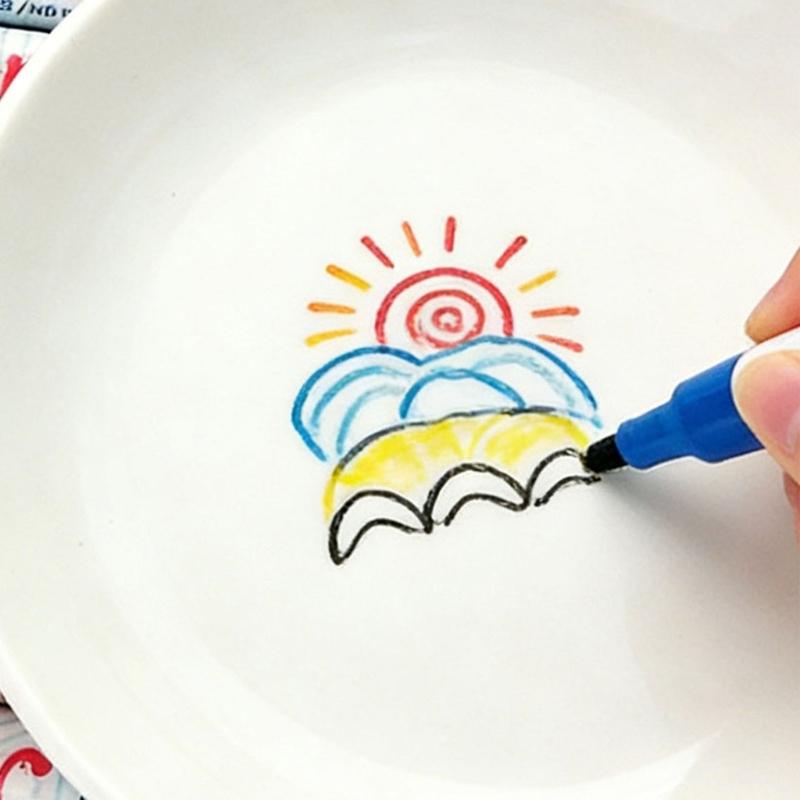 Set of 12 Color Water Based Ceramic Paint Markers For Artistic Creative Art Projects On Pottery And Glass Surfaces