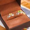 S925 Sterling Silver Bow Colored Treasure Ring Citrine Peridot Small Fresh Light Luxury Fashion Jewelry Gift