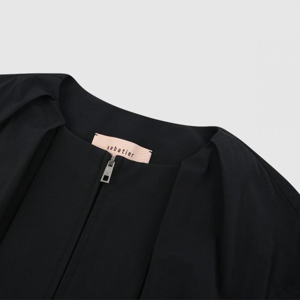 24ss Cross Zip Pleats Flare Dress Bk